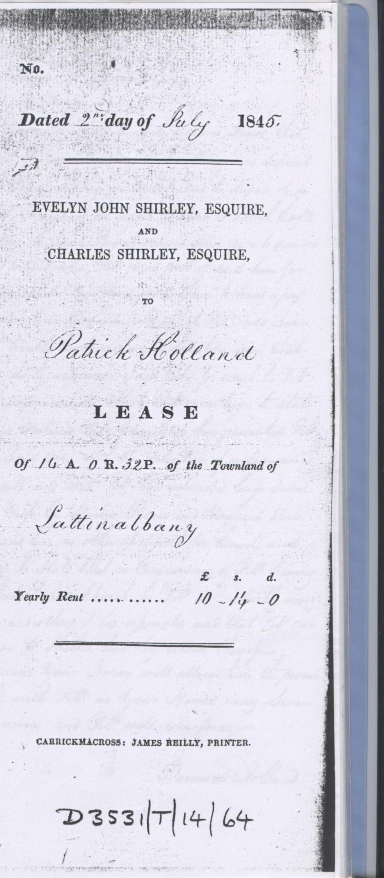 Patrick Holland Shirley estate